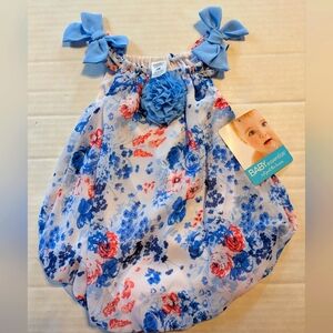 Baby Essentials Infant Blue Floral Romper Size 3 Months BNWT